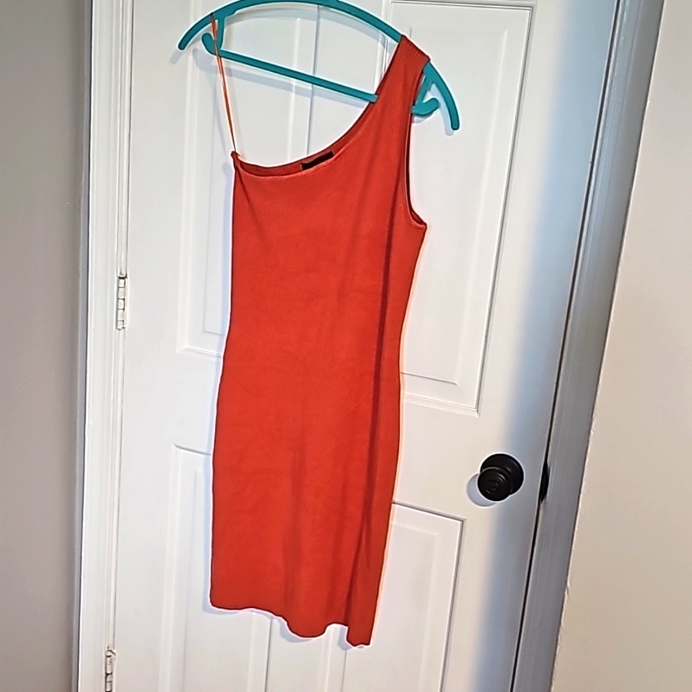 NWOT House of Harlow 1960 Luxe Essentials Burnt Orange Ribbed Dress Size…